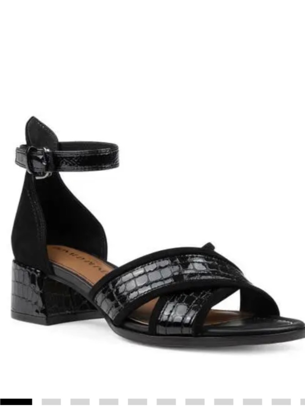 Donald J. Pliner Black Croc-Embossed Ankle-Strap Sandal